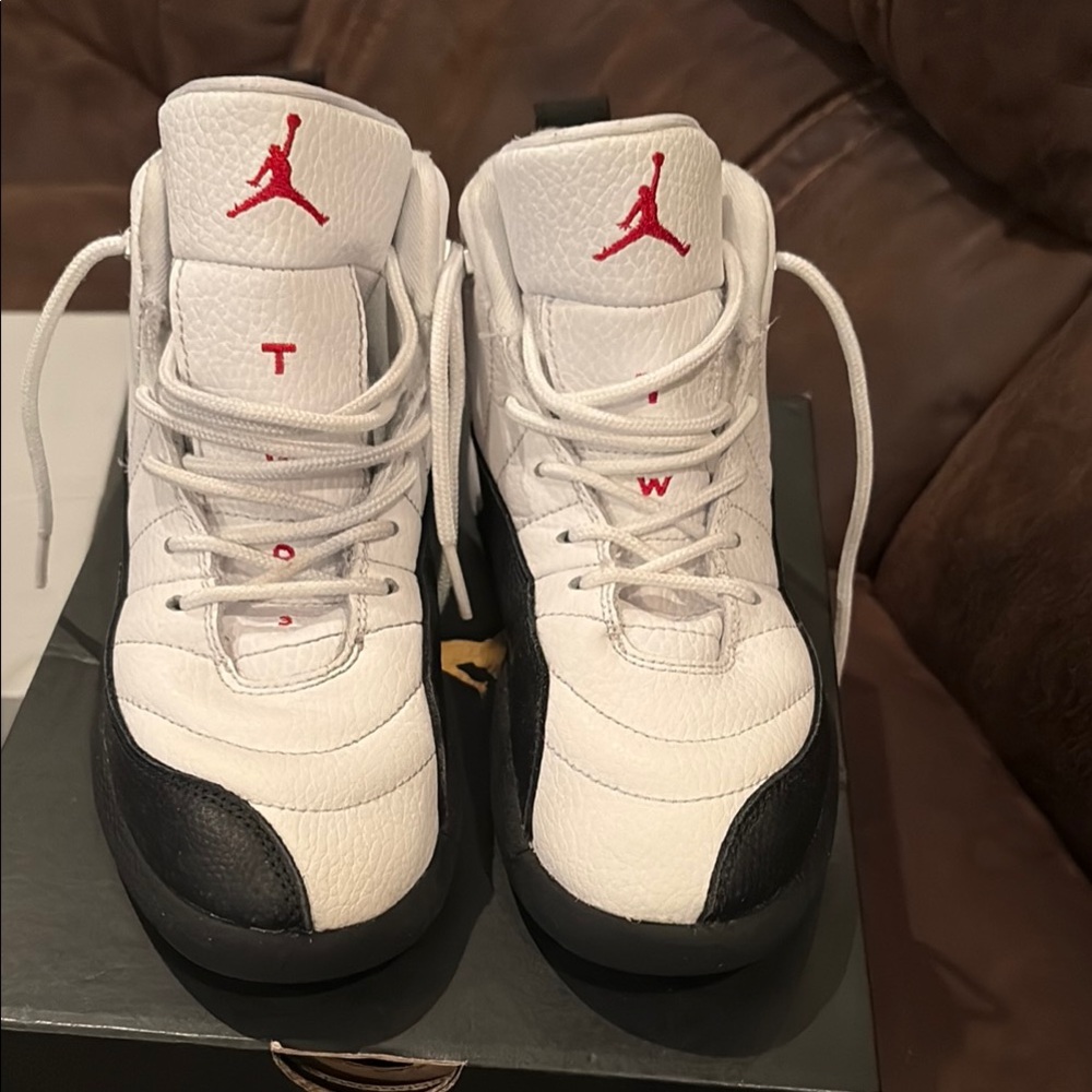Retro Air Jordan 12 White and Black Sneakers